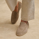 Rino Mens Taupe Suede Leather Loafers