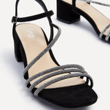 Riri Black Diamante Heeled Sandals