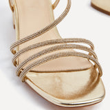 Riri Gold Diamante Heeled Sandals