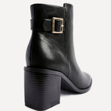 Rise Black Block Heeled Ankle Boots