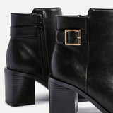 Rise Black Block Heeled Ankle Boots