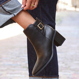 Rise Black Block Heeled Ankle Boots