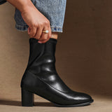 Rita Black Heeled Sock Boots