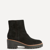 Rival Black Faux Suede Wedge Heel Ankle Boots