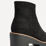 Rival Black Faux Suede Wedge Heel Ankle Boots