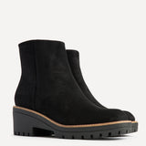 Rival Black Faux Suede Wedge Heel Ankle Boots