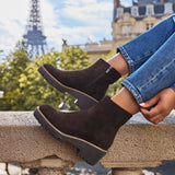 Rival Brown Faux Suede Wedge Heel Ankle Boots