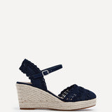 Riviera Navy Closed Toe Espadrille Wedges