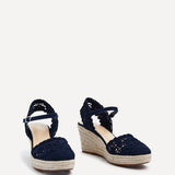 Riviera Navy Closed Toe Espadrille Wedges
