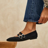 Rogue Black Ballet Flats With Eyelet Detail