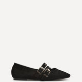 Rogue Black Ballet Flats With Eyelet Detail