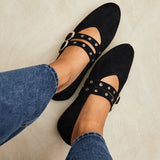 Rogue Black Ballet Flats With Eyelet Detail