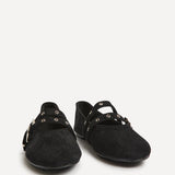 Rogue Black Ballet Flats With Eyelet Detail