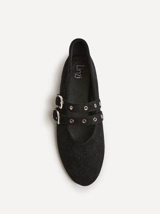 Rogue Black Ballet Flats With Eyelet Detail