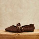 Rogue Brown Ballet Flats With Eyelet Detail