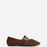 Rogue Brown Ballet Flats With Eyelet Detail