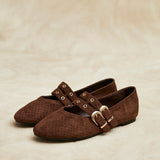 Rogue Brown Ballet Flats With Eyelet Detail