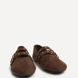 Rogue Brown Ballet Flats With Eyelet Detail