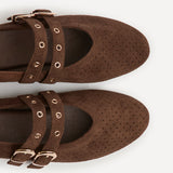 Rogue Brown Ballet Flats With Eyelet Detail