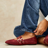 Rogue Red Ballet Flats With Eyelet Detail