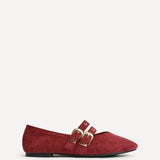 Rogue Red Ballet Flats With Eyelet Detail