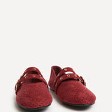 Rogue Red Ballet Flats With Eyelet Detail