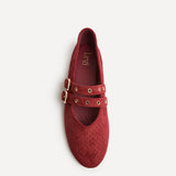 Rogue Red Ballet Flats With Eyelet Detail
