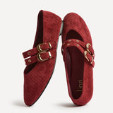 Rogue Red Ballet Flats With Eyelet Detail