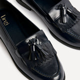 Rosemary Navy Faux Leather Loafers