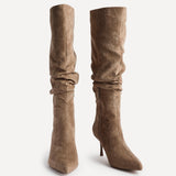 Rosenna Beige Long Stiletto Boots
