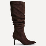 Rosenna Brown Long Stiletto Boots