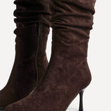 Rosenna Brown Long Stiletto Boots