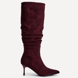 Rosenna Burgundy Long Stiletto Boots