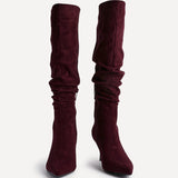 Rosenna Burgundy Long Stiletto Boots