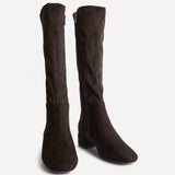 Rotate Wide Fit Brown Stretch High Leg Boots
