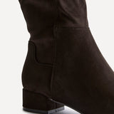 Rotate Wide Fit Brown Stretch High Leg Boots