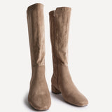 Rotate Wide Fit Mocha Stretch High Leg Boots