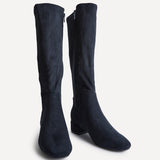 Rotate Wide Fit Navy Stretch High Leg Boots