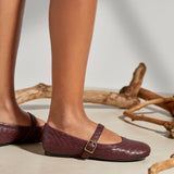 Routine Burgundy Woven Effect Ballet Flats