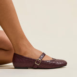 Routine Burgundy Woven Effect Ballet Flats