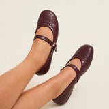 Routine Burgundy Woven Effect Ballet Flats