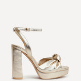 Ruba Gold Knotted Platform Heels