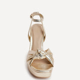 Ruba Gold Knotted Platform Heels