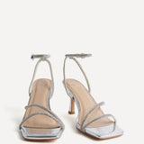 Ruma Wide Fit Silver Diamante Heeled Sandals