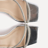 Ruma Wide Fit Silver Diamante Heeled Sandals