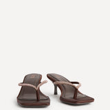 Runway Brown Embellished Mule Heels