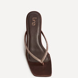Runway Brown Embellished Mule Heels
