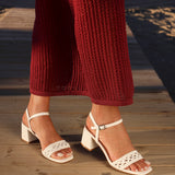 Ruthie White Faux Leather Plaited Heels