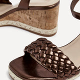 Regan Bronze Faux Leather Wedge Sandals