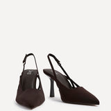 Rhea Brown Scuba Sling Back Court Heels